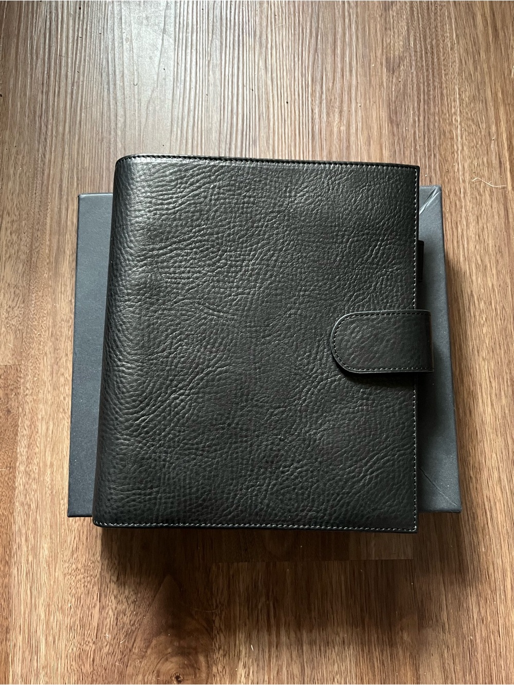 MOTERM A5 veg-tanned Black Leather Folio with Snap Closure